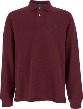 Polo Ralph Lauren Bordeaux Longsleeve T-shirts en Polos - Heren - Polos - Rood - M - Katoen - Tops