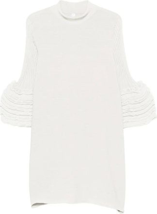 CFCL Cfcl - A-lijn geribbelde gebreide minijurk met mock neck - Dames - Jurken - Wit - Maat: S Nylon