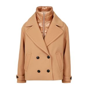 Herno Peacoat in 2-laags Scuba en Nylon Ultralight - Dames - Mantel - Bruin - M - Nylon - Jassen