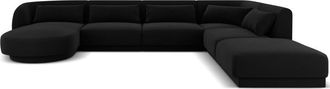 BLOOMINGLOFT Grosses 7-Sitzer Design Panorama Sofa Tulum mit lange Seite rechts, mit Samtbezug