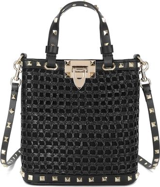 Tiffany & Fred Elegant Woven Raffia & Leather Tote