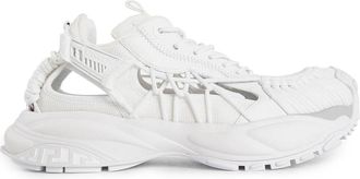 Versace Witte Mesh Leren Touw Sneakers - Dames - Sneakers - Wit - 36 EU - Leer - Schoenen