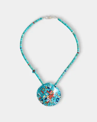 Mahnaz Collection Womens Vintage 1994 Herm&egrave;s French Bijoux Touareg Sterling Silver, Carnelian, Ebony and Leather Neck