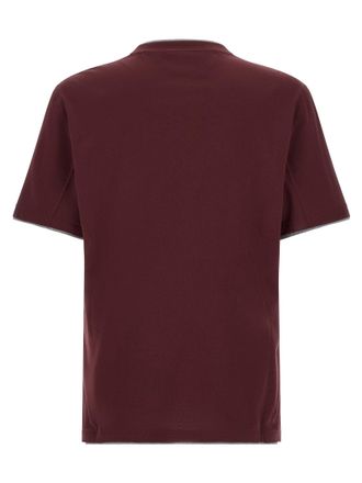 Brunello Cucinelli Double-Layered Cotton T-Shirt - Bordeaux