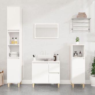 vidaXL Armario De Ba&ntilde;o Madera Contrachapada Blanco 30x30x100 Cm Vidaxl