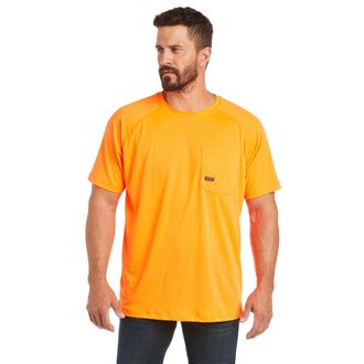 Ariat Mens Rebar Heat Fighter T-Shirt in Neon Orange, Size X-Small, by Ariat