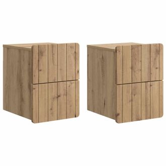 vidaXL Mesita De Noche De Pared Con Caj&oacute;n 2 Pcs Roble Artesanal Vidaxl