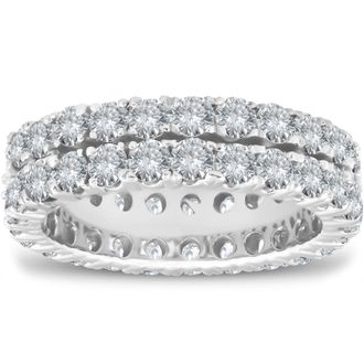 Pompeii3 3 1/2 ct Diamond Double Row Eternity Ring Womens Wedding Band 14k White Gold
