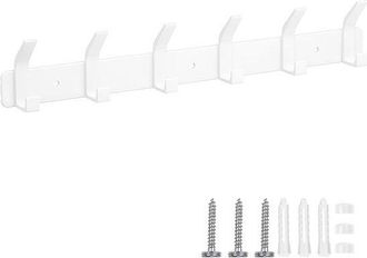 No Brand Perchero De Pared Con 6 Ganchos, Apto Para Toallas Y Albornoces, Ideal Para Ba&ntilde;os Y Pasillos, Color Blanco Perla