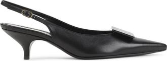 Celine Celine, Schoenen, Dames, Zwart, 39 EU, Leer, Signature Slingback