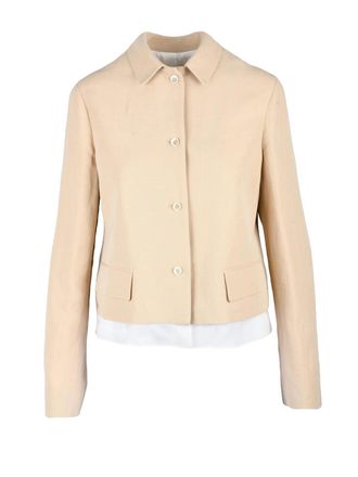 Fabiana Filippi Beige Tailored Button Closure Viscose-Linen Jacket