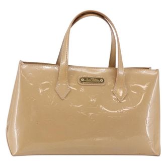 Louis Vuitton Wilshire Monogram Vernis Beige Patent_Leather Handbag (Pre-Owned)