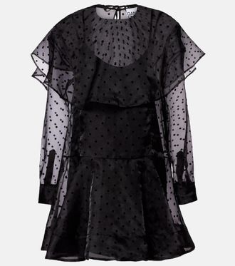 Ganni Abito corto in organza a pois