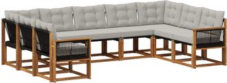 vidaXL Conjunto De Sof&aacute;s De Exterior 9 Uds. Natural Y Gris Claro Vidaxl