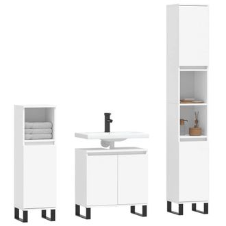Berkfield Home Modern 3 Piece Bathroom Cabinet Set White Engineered Wood