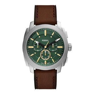 Fossil Machine Chronograph - Heren - Accessoires - Grijs - Maat: ONE Size Leer