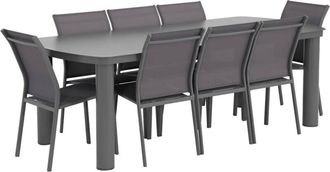 Sweeek Aluminium garden table 225cm + 8 chairs anthracite - Zaro / Buffalo