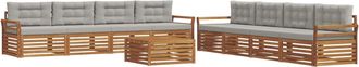 vidaXL Conjunto De Sof&aacute;s De Exterior 9 Uds. Natural Y Gris Claro Vidaxl