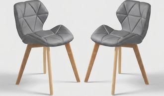 Oresteluchetta Juego De 2 Sillas De Dise&ntilde;o En Madera Y Piel Sint&eacute;tica Para Cocina Spark - Gris
