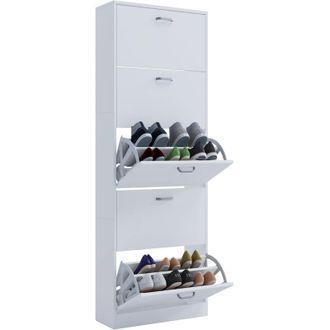 VCM Gabinetto scarpa in legno Dimensioni: a. 170 x l. 59 x p. 22 cm 5 flap - Sipos xl (Bianco)