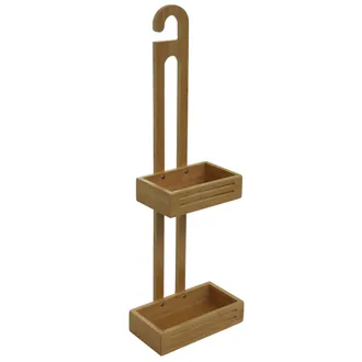 Hhg Estante De Ducha Hhg-864, Estante De Ducha Cesta De Ducha Organizador De Ba&ntilde;o, 2 Cestas Bamb&uacute; 69x22x13cm
