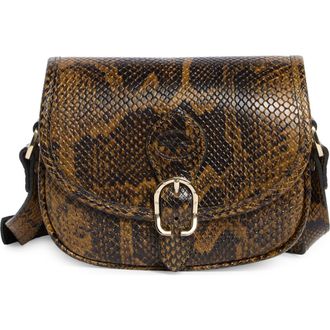 Longchamp 1980 Snakeskin Embossed Small Flap Crossbody Bag in Bronze at Nordstrom Rack