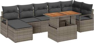 vidaXL Garden Sofa Set with Storage 8 pcs Grey Poly rattan vidaXL