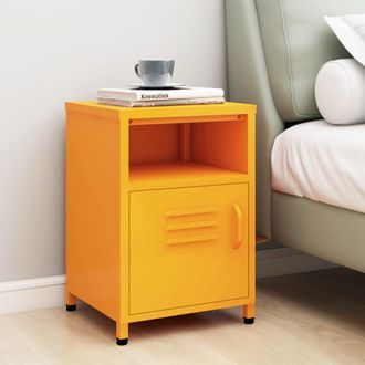 vidaXL Mesita De Noche Acero Amarillo Mostaza 35x35x51 Cm Vidaxl