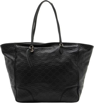 Gucci Black Guccissima Leather Bree Zip Medium Tote (Authentic Pre-Loved)