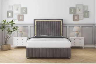 Comfort Beds Boston Gold Naples Divan Base No Drawers - 26 Headboard-Footboard in Grey | Size: Super King