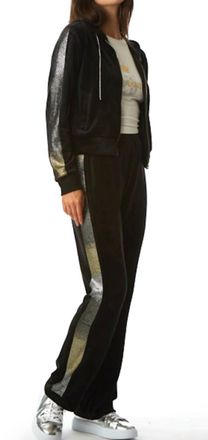 Juicy Couture Velour Hooded Zip Track Jacket In Black