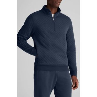 Tommy John Quilted Quarter Zip Top in Dress Blues at Nordstrom, Size X-Large
