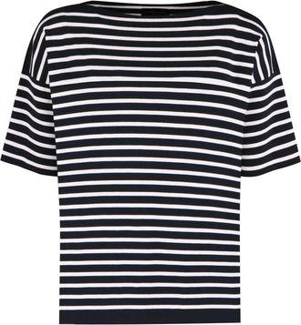 Roberto Collina Gebreid T-shirt - Dames - T-shirts - Blauw - M - Polyester - Tops