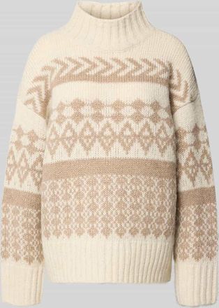Vero Moda Comfort Fit Strickpullover aus Norweger-Strick Modell AMPLE in Beige, Größe M