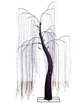 Nearly Natural 7Ft. Pre-Lit Artificial Halloween Black Willow Tree