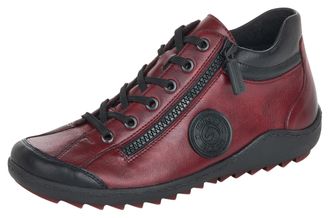 Remonte Schn&uuml;rboots REMONTE, Damen, Gr. 37, rot (bordeaux, schwarz), Leder, Lederimitat, Schuhe Schn&uuml;rboots, Flats, Komfortschuh, Boots mit seitlichem Reissve