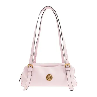 Versace Shoulder Bags, female, Pink, Size: ONE SIZE Embl&egrave;me Nappa Bowling Bag