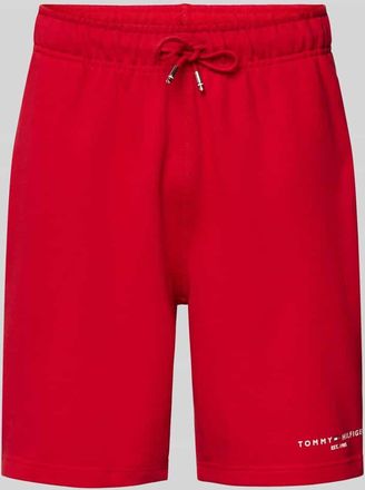 Tommy Hilfiger Regular Fit Sweatshorts mit Label-Print in Rot, Gr&ouml;&szlig;e M