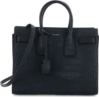 Saint Laurent Sac de Jour NM Bag Crocodile Embossed Leather Small satchel - Groen