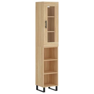 vidaXL Vidaxl - Aparador De Madera Contrachapada Roble Sonoma 34,5x34x180 Cm