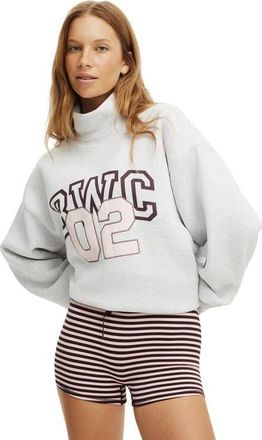 Cotton On Womens Active Plush Funnel Neck Sweatshirt in Cloudy Grey Marle Bwc at Nordstrom, Size X-Large