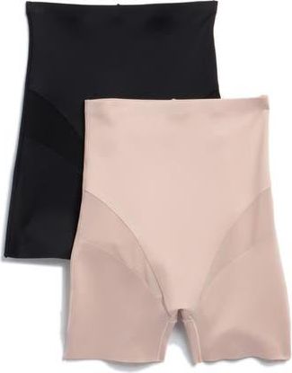 Skinny Girl Assorted 2-Pack High Waist Scuba Knit Bike Shorts in Ondine Blush/Black at Nordstrom Rack, Size X-Large