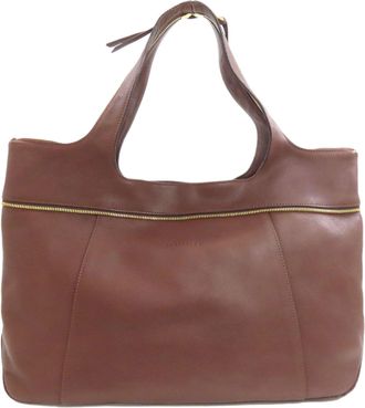 Longchamp Brown Leather Tote Bag (Pre-Owned)