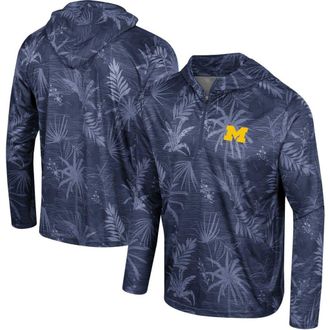 Colosseum Mens Colosseum Navy Michigan Wolverines Palms Printed Lightweight Quarter-Zip Hooded Top at Nordstrom, Size Large