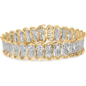 House of Brilliance 10K Yellow Gold 4.00 Cttw Pave Diamond Classic Link Bracelet at Nordstrom