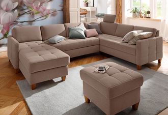 HOME AFFAIRE Wohnlandschaft &raquo;Earl U-Form&laquo; wahlweise auch mit Bettfunktion oder Bettfunktion mit Bettkasten