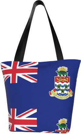 AOOEDM Flag Of The Cayman Islands Jogging Reusable Tote Bag Women Casual Handbag Shoulder Bags for Shopping Groceries Travel Outdoors