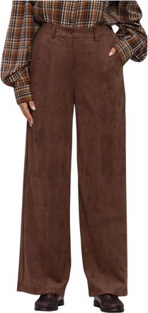 Object Object - Objmiya HW Wide Pants - Dames - Broeken - Bruin - Maat: XL Su&egrave;de