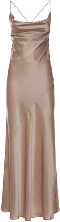 Pinko Lange Slip Dress - Dames - Avondkleed - Beige - S - Polyester - Kleedjes