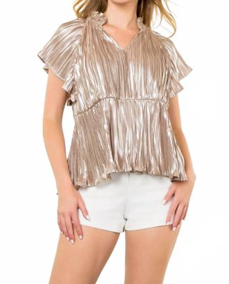 THML Clothing Lightweight Peplum Top In Gold